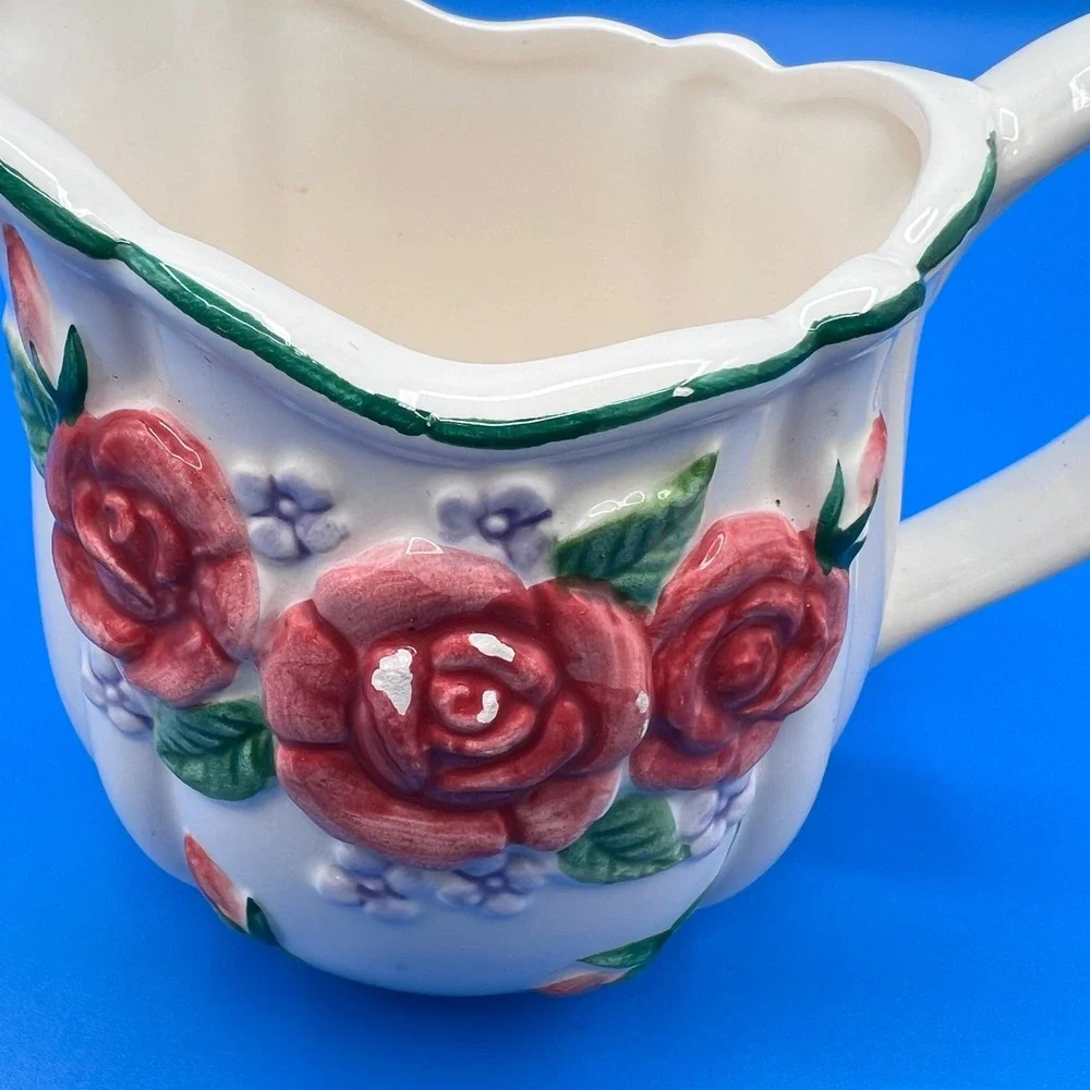 Otagiri Mary Ann Baker Rose Ceramic Creamer Pitcher Vintage Hand Crafted Japan